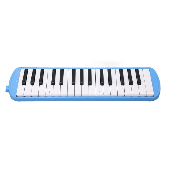 YAHHU 32 Key Melodica Musical Instrument Mouth Piano Keyboard with Carrying Bag Blowpipe Mouthpiece for Beginners Students Kids Adults Musical Education Instrument, Blue Color