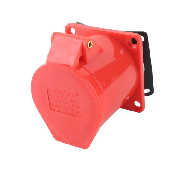 YAHHU 32A 3 Phase Industrial Plug Socket, IP44 Waterproof Dustproof Surface Mount Receptacle, 4 Core (3P+E) AC 380V-415V Heavy Duty Power Outlet for Indoor Outdoor Commercial Agricultural Use
