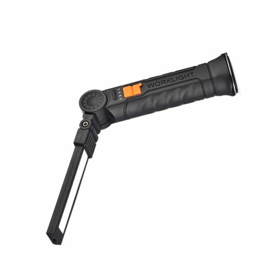 YAHHU 360 Degree Rotating Handheld Flashlight Multi-function LED Work Light with Magnetic Bottom, Foldable Portable Inspection Lamp, IPX5 Water Resistant Built-in Battery, Black