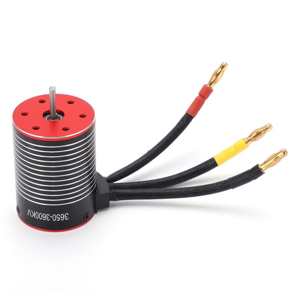 YAHHU 3650 3600KV Waterproof Brushless Motor for RC Cars Universal Type Upgrade Motor Part 900W 50000 RPM Max Speed Compatible with Traxxas HSP Redcat Tamiya Axial SCX10 D90 HPI Models Black Red