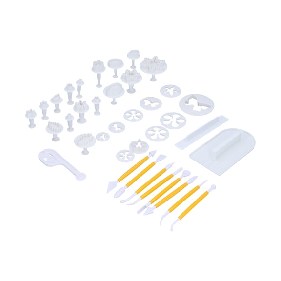 YAHHU 37-Piece Fondant Cake Mold Set, Cookies and Biscuits Cutter Mould Kit, Cake Decoration Tool Set for DIY Baking (11.4 inches / 29 cm)