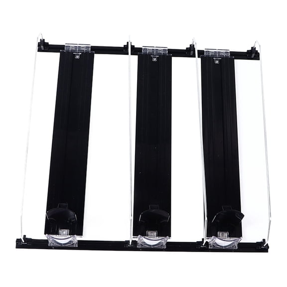 YAHHU 38cm Adjustable E‑Shaped Fridge Drink Organizer – Automatic Pusher for 12oz‑20oz Cans & Bottles, 3‑Set Black