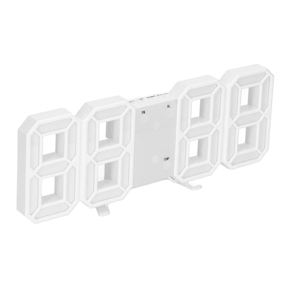 YAHHU 3D LED Digital Wall Clock, Modern Intelligent Time Date Temperature Display, White Shell Green Letters, 9.84 inches / 25 cm