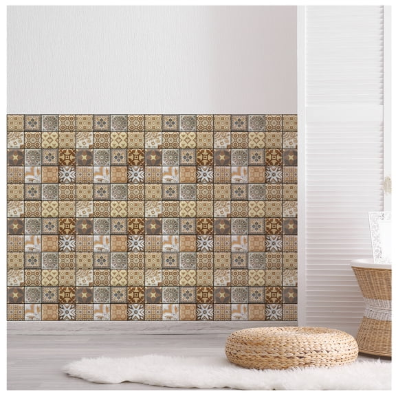 YAHHU 3D Multicolor Geometric Pattern Self Adhesive Peel & Stick PVC Wallpaper for Living Room Bathroom Kitchen Countertops, Removable Water-Resistant Wall Stickers, 11.8 x 11.8 inches / 30 x 30 cm