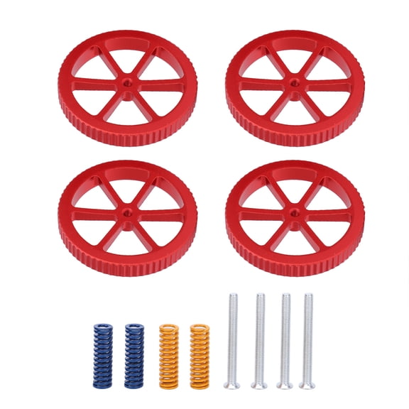 YAHHU 3D Printer Leveling Kit Aluminum Alloy Red Nuts Heating Rod Spring Hot Bed Accessories, 3.15 inches / 8 cm