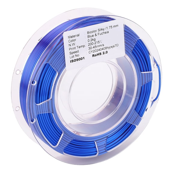 YAHHU 3D Printer PLA Filament Dual Color Blue and Purplish Red Silk Co-extrusion 1.75mm Dimensional Accuracy +/- 0.02mm 200g Spool / 7.05 oz for FDM 3D Printing Materials