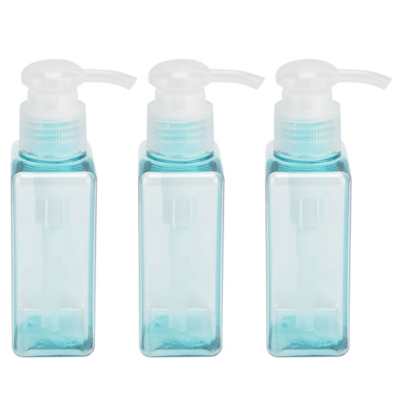YAHHU 3PCS 100ml (3.4 oz) Pump Bottle Plastic Empty Soap Dispenser Shampoo Body Wash Lotion Container for Travel, Transparent Blue Refillable Bottles for Beauty Skin Care Hand Wash Liquid Makeup
