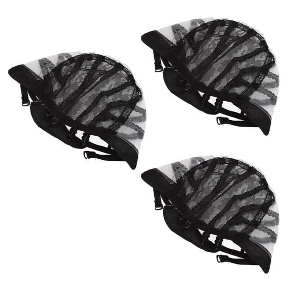 YAHHU 3PCS Elastic Wig Mesh Cap Black Nylon Breathable Stretchable Fake Hair Cover for Cosplay Makeup