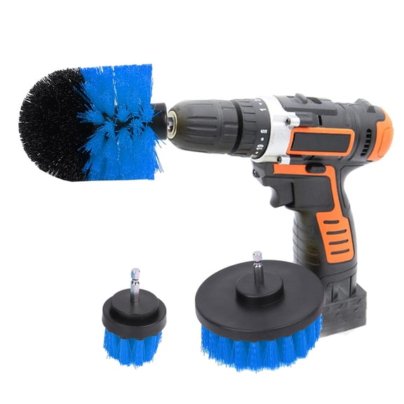 YAHHU 3PCS Power Scrubber Brush Electric Drill Cleaning Kit for Bathroom Surfaces Multi-Purpose Floor and Wall Cleaning Tool Attachment Set For Grout Tile Tub, Blue (6 inches / 15.2 cm)