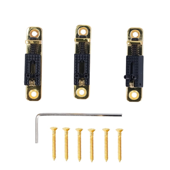 YAHHU 3PCS Single Roller Saddle Bridge Metal Guitar Replacement Parts for Practice and Performance GA1221 Black and Gold