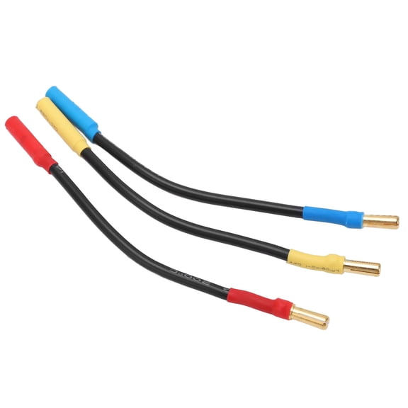 YAHHU 3Pcs 4mm Banana Plug Extension Cable 13cm / 5.1 inches Length Heat Resistant Connector Wire for RC Boats and Cars