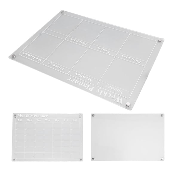 YAHHU 3Pcs Acrylic Clear Dry Erase Planning Board Set Blank Weekly Monthly Planner Board for Fridge 15.7x11.8 in