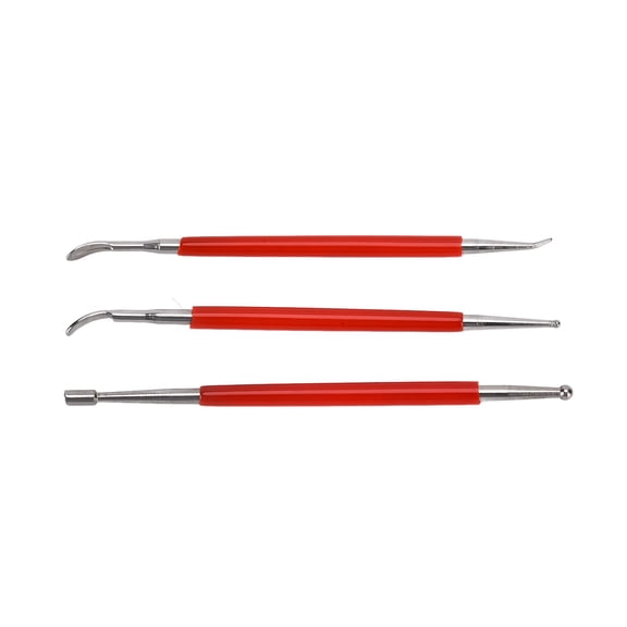 YAHHU 3Pcs Dotting Pen Set, Stainless Steel Dual-Ended Sculpture Shaper & Modeling Tool Kit for Clay Carving, Pottery, Indenting, and Embossing Art Projects (17cm / 6.69 inches)