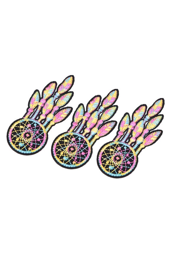 3Pcs HandMade Dream Catcher Net Shape Sewing Embroidery Cloth Patches Clothes Accessories Colorful Applique for DIY Jackets Jeans Hats T-shirts 3.9 inches / 10 cm