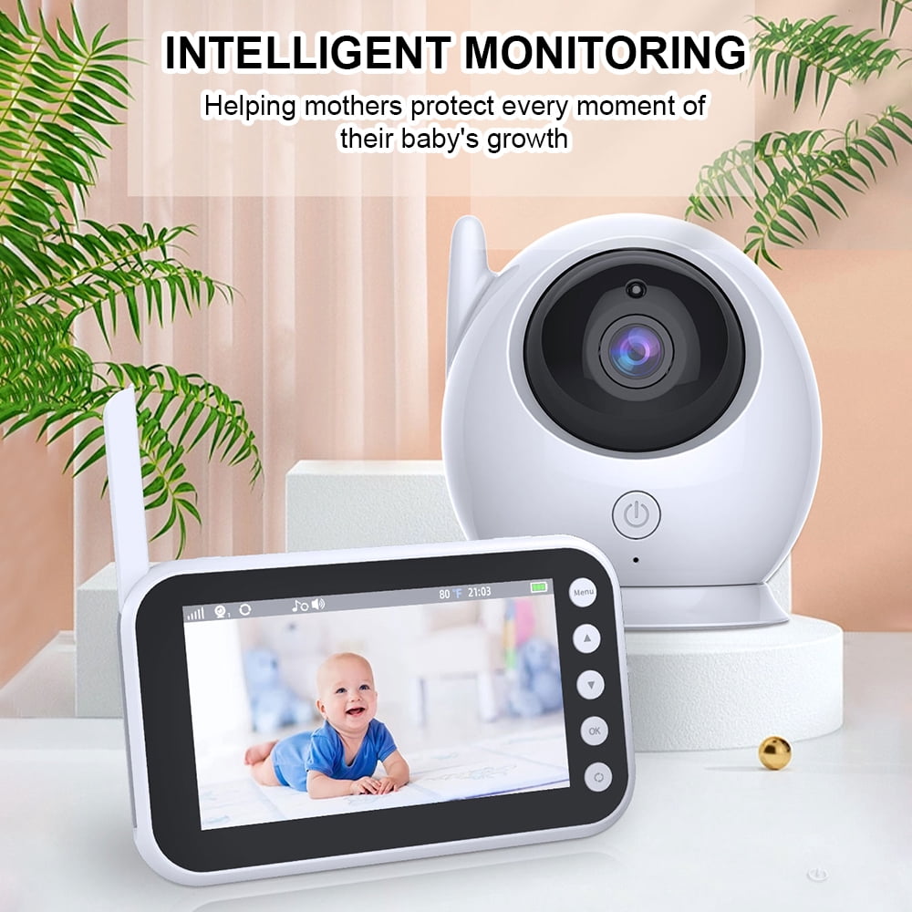 YAHHU 4.3 Inch Video Baby Monitor with Camera, 720P HD Wireless Baby Camera with Night Vision, 2-Way Audio, VOX Mode, 8 Lullabies and Temperature Sensor (4.3 in / 10.9 cm Screen, EU Plug)