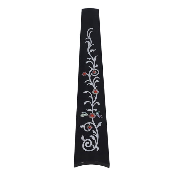 YAHHU 4/4 Violin Fingerboard Ebony Wood Fretboard Replacement Accessory with Flower Vine Shell Inlay, 11.02 inches / 28 cm