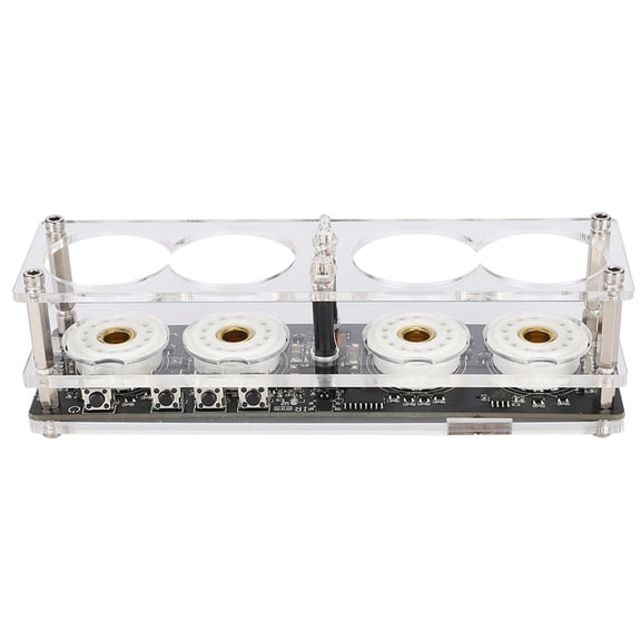 YAHHU 4-Bit Integrated Design Nixie Tube Clock LED Digital Desktop Clock with Remote Control for QS30-1 SZ1-1 SZ3-1 SZ-8 12/24H Display Adjustable Colors (7.48 inches / 19 cm)