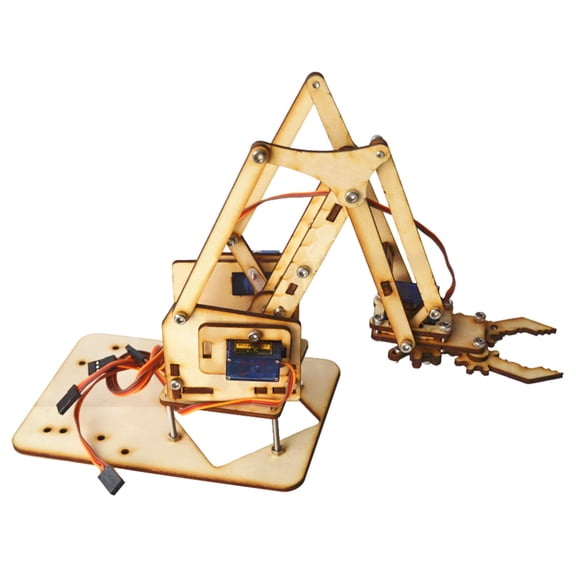 YAHHU 4 DOF Wood Robotic Mechanical Arm DIY Kit with Sg90 Servos SNAM1500 (7.5 inches / 19 cm)