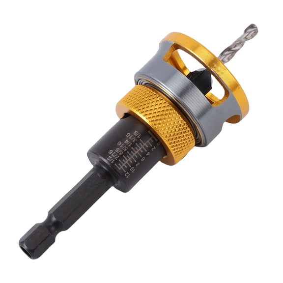 YAHHU 4 Flute Countersink Drill Bit Set with Adjustable Depth Stop for Woodworking, 4-Piece Quick-Change Tapered Drill Bit Set with Hex Wrench for Clean Screw Sinking, 10 Inches / 25.4 cm