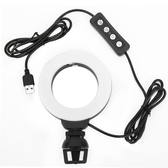 YAHHU 4 Inch Dimmable Ring Light with Clip and Tripod, 48 LEDs Bi-Color 3200K-6500K USB Powered Portable Fill Lamp for Video Conference, Live Streaming, Makeup, and Photography, Black