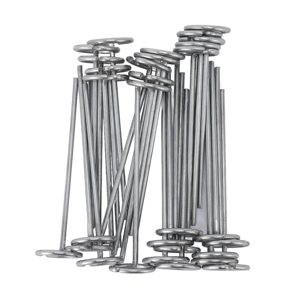 YAHHU 4 Inches Circle Top Landscape Pins Heavy Duty Galvanized Steel Garden Stakes Rust Resistant G Shape Landscape Staples Ground Anchors Fabric Pegs for Bird Netting Lawn Grass Mats, 30 Pack
