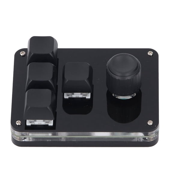 YAHHU 4 Key 1 Knob Mechanical Macro USB Mini Gaming Keyboard with RGB Backlit Custom Industrial Blue Switch for PC Mac, Black (3.46 x 2.56 inches / 8.8 x 6.5 cm)