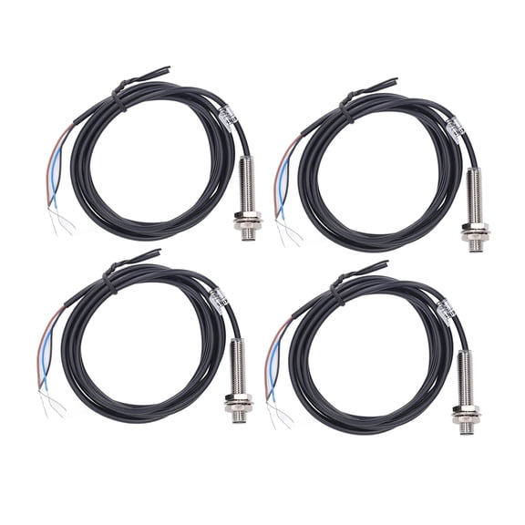 YAHHU 4-Pack 8mm Inductive Proximity Sensor Switch PNP DC 3-Wire Normally Closed NC Contact 6-36VDC 100mA 1mm Detection Distance Industrial Electronic Equipment