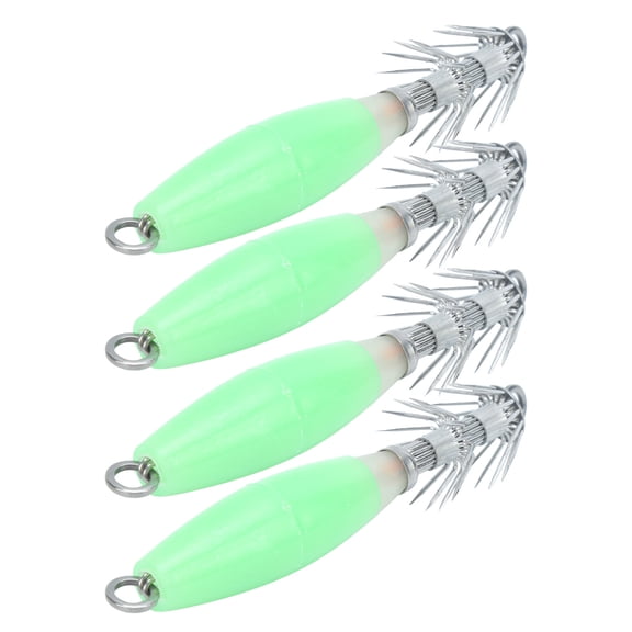 YAHHU 4-Pack Squid Hook Noctilucent Cuttlefish Lure Jigs Fluorescent Fishing Bait Head Hooks Glow-in-the-dark Double Umbrella Hooks for Saltwater Freshwater Ocean Boat Fishing Accessories