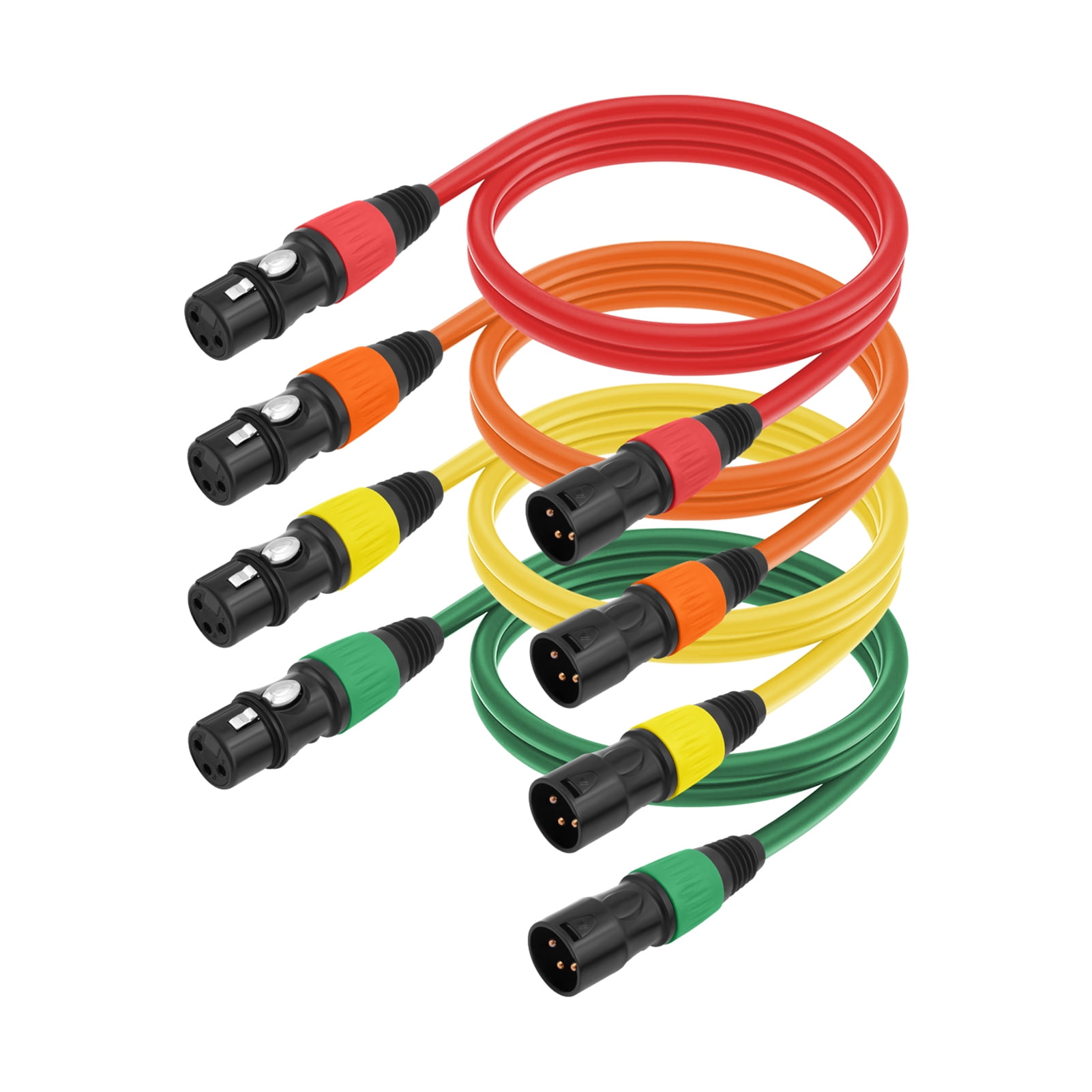 YAHHU 4-Pack XLR Cables 3ft Male to Female Mic Cord 3-Pin Balanced Speaker Patch Cable for Stage Performance Audio Mixer Studio Recording System, Multicolor