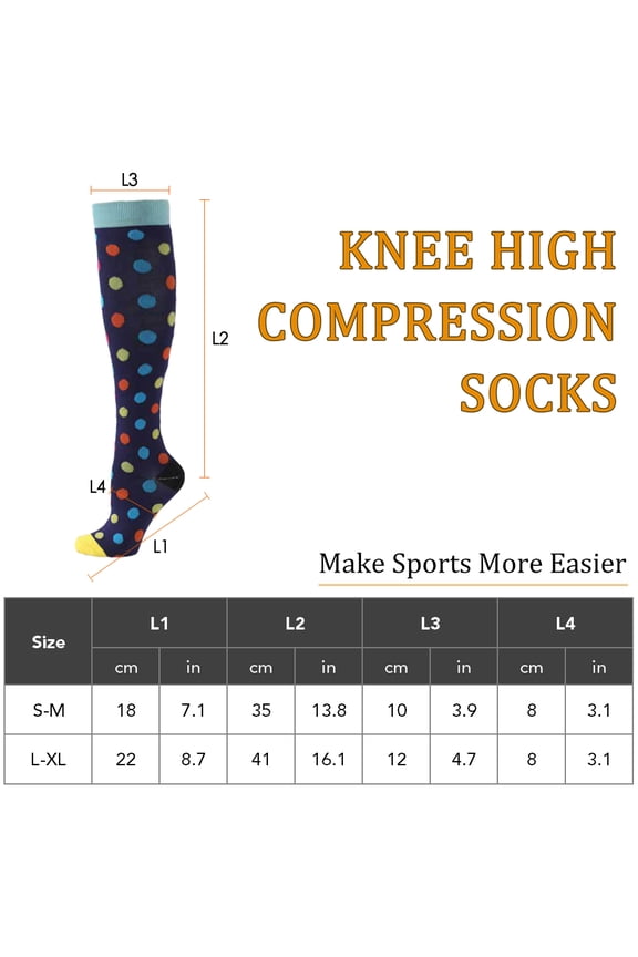 4 Pairs Athletic Compression Socks Men Women S/M Assorted Style B Quick Dry Calf Support For Marathon Running Cycling (Pack Length: 8.27 inches / 21 cm)