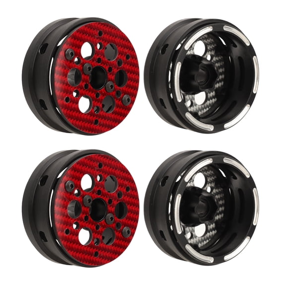 YAHHU 4 Pcs 1.9 Inch RC Car Wheel Rims Carbon Fiber Lightweight Wheels Rims for 1/10 Remote Control Vehicle Red (2.32 inches / 58.9 cm)