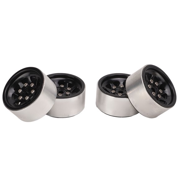 YAHHU 4 Pcs 1in RC Wheel Hub Universal RC Car Replacement Metal Wheel Rims for Upgrade Black 1/24 Scale Crawler