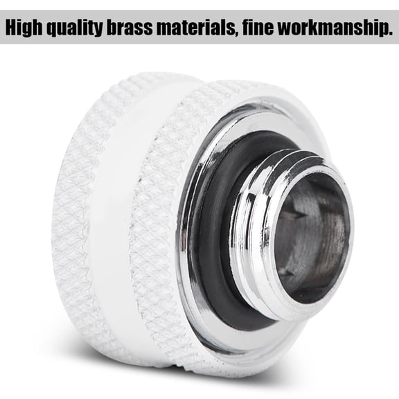 YAHHU 4 Pcs Water Cooling Compression Fitting for Rigid Acrylic Tube OD 14mm / 0.55 inches White Replacement Part for Desktop PC Liquid Cooling System High Sealing Brass Connector