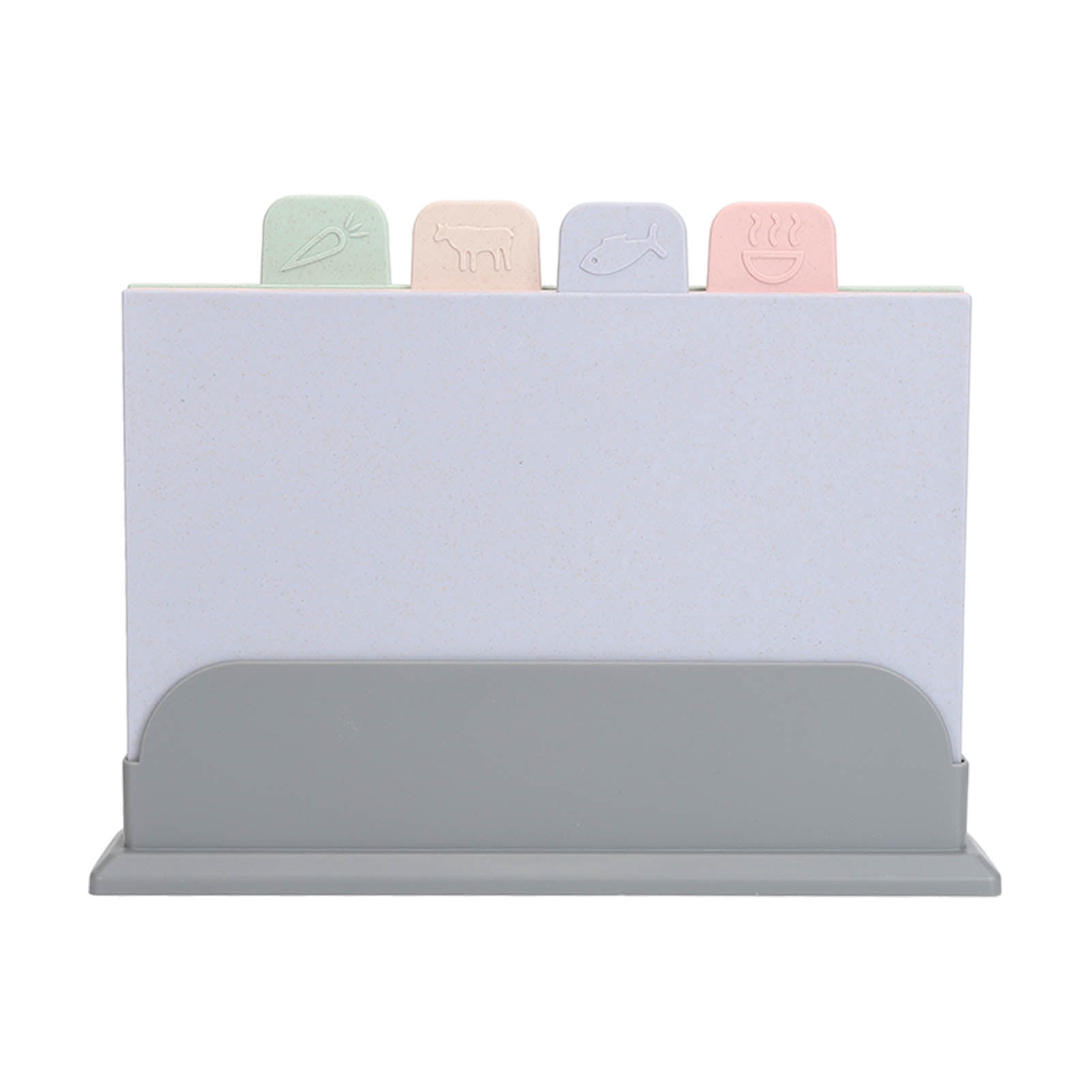 YAHHU 4-Piece Color Coded Plastic Cutting Board Set with Storage Holder Double Sided Chopping Mats Reversible Kitchen Prep Boards Multicolor 12.6 inches / 32 cm