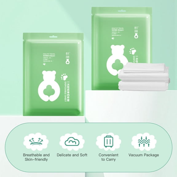 YAHHU 4-Piece Disposable Travel Bedding Set  Sheets, Duvet Cover, and Pillowcases, Soft, Breathable, and Portable.
