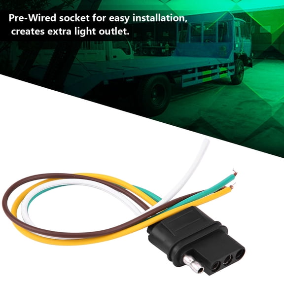YAHHU 4 Pins Trailer Plug Wiring Connector Towing Light Socket Kit for RV Motorhome Caravan Tail Brake Turn Signals TM8010