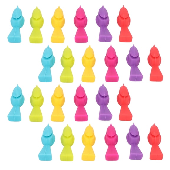 YAHHU 4 Set 24 Pcs Silicone Reusable Bird Shape Wine Cup Labels Drinking Glass Identifier Markers for Bars Parties Stemware Charms (0.4 x 1.1 inches / 1 x 2.7 cm)