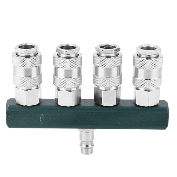 YAHHU 4 Way Air Hose Quick Connector, 1/4 inch NPT Thread High Quality Pneumatic Fittings, Heavy Duty Air Tool Coupler Manifold for Compressors, Industrial Style Plug Accessories