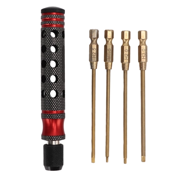 YAHHU 4 in 1 RC Repair Screwdrivers Hex Screw Driver Bit Tool Set for RC Car Ship Airplanes Red (4.8 inches / 12.1 cm)[cite: 1]