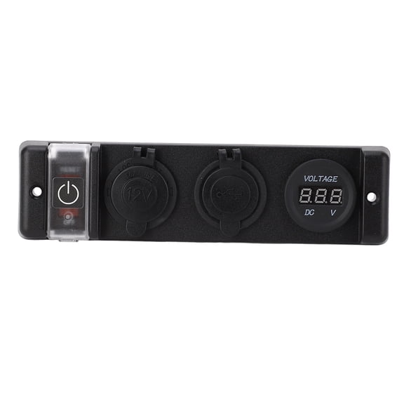 YAHHU 4 in 1 USB Cigarette Lighter Socket Panel LED Indication IP66 Waterproof Dual USB Socket Panel for Car Boat SUV Yacht DC 12V Universal Fitment