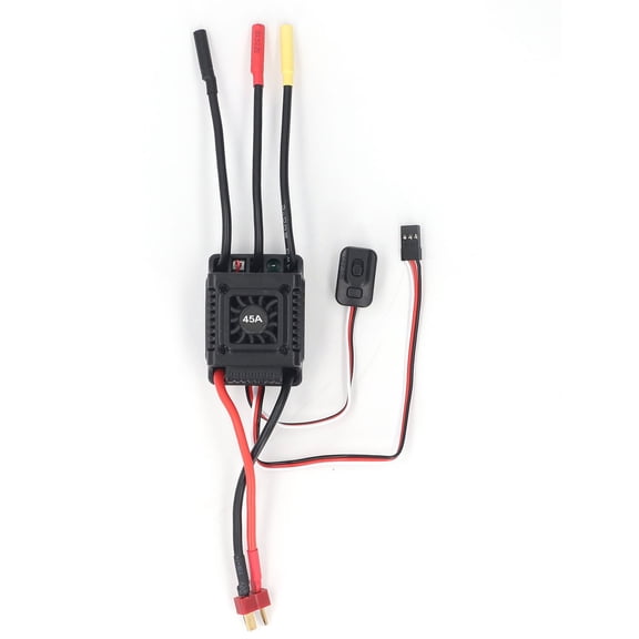 YAHHU 45A RC Brushless ESC Electronic Speed Controller for 1/10 Short Range Trucks Compatible with Various Servos T Plug Black (5.9 inches / 15 cm)