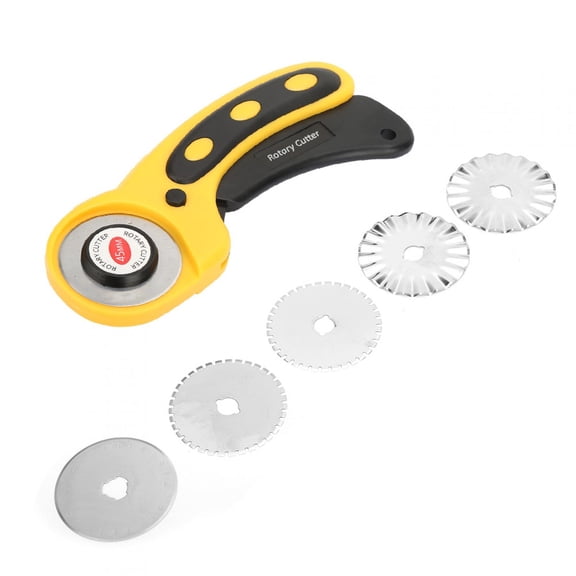 YAHHU 45mm Rotary Cutter with 5 Replacement Blades for Fabric, Leather, Paper, Vinyl - DIY Craft Patchwork Sewing Tool (1.77 in / 45 mm)