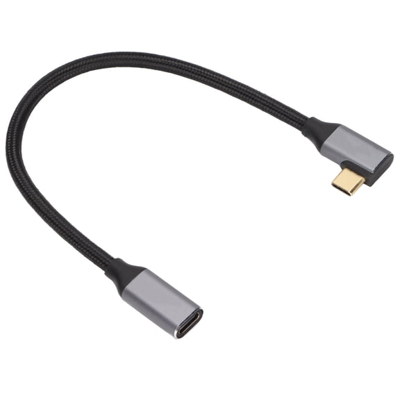 YAHHU 4K 100W PD 5A Right Angle Bend 90 Degree Gen 2 USB 3.1 Type C Male to Female Extension Cord, 9.84 inches / 25 cm