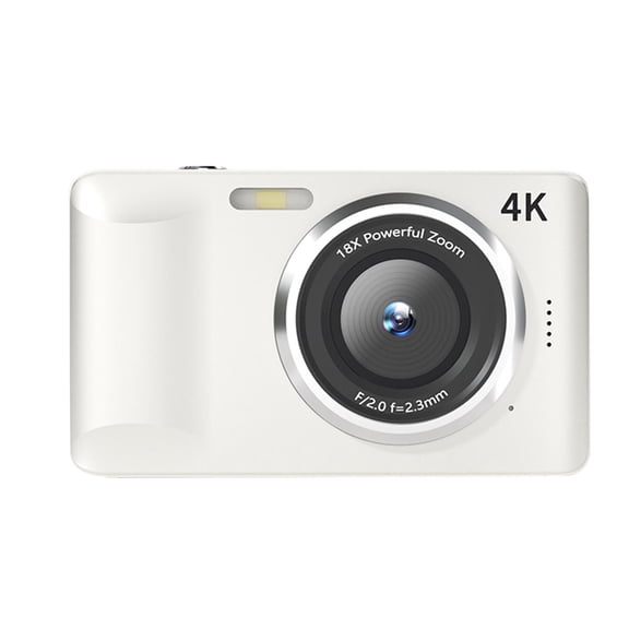 YAHHU 4K Digital Camera 64MP Autofocus with 2.8 Inch (7.1 cm) Display and 18x Zoom, White