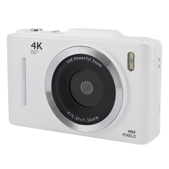YAHHU 4K Digital Camera for Photography Autofocus 48MP HD CCD Vlogging Camera Retro Portable Travel Camera with 16X Digital Zoom 2.8 Inch Display Screen for Teens Beginners Students Adults, White