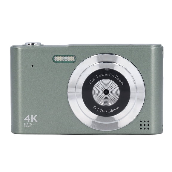 YAHHU 4K HD Digital Camera 16X Zoom 48MP Portable CCD Video Camera with 2.4 Inch Screen LED Flash AF Auto Focus Retro Photography Camcorder for Vlogging Kids Teens Beginners Green