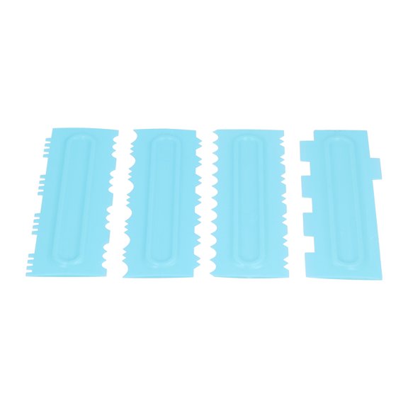 YAHHU 4PCS Cake Scraper Icing Smoother, 8.7 Inches / 22 cm Plastic Icing Comb for Cake Decorating, Blue Pattern Cream Scraper and Smoother Set for Professional Baking and Fondant Styling (4-Pack)