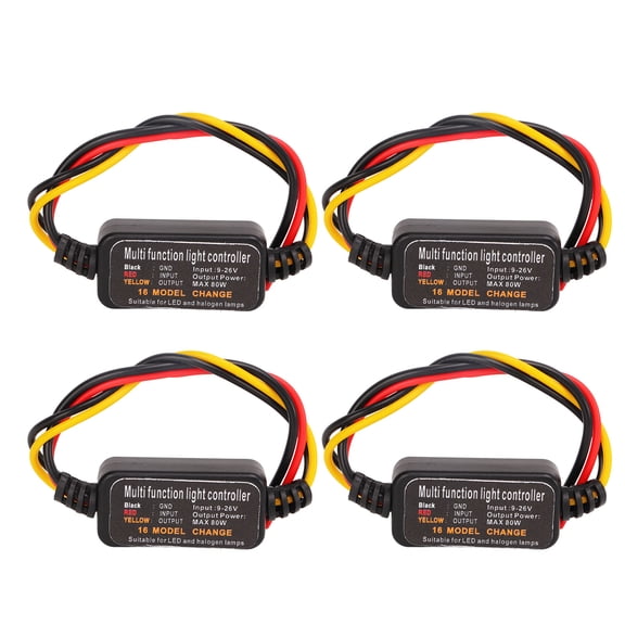 YAHHU 4PCS DC9-26V LED Brake Light Flasher Strobe Controller Module 16 Modes Adjustable Tail Stop Light Universal Fit for Car Motorcycle Truck Flashing Strobe Relay Pattern Maker (5.9 inches/15 cm)