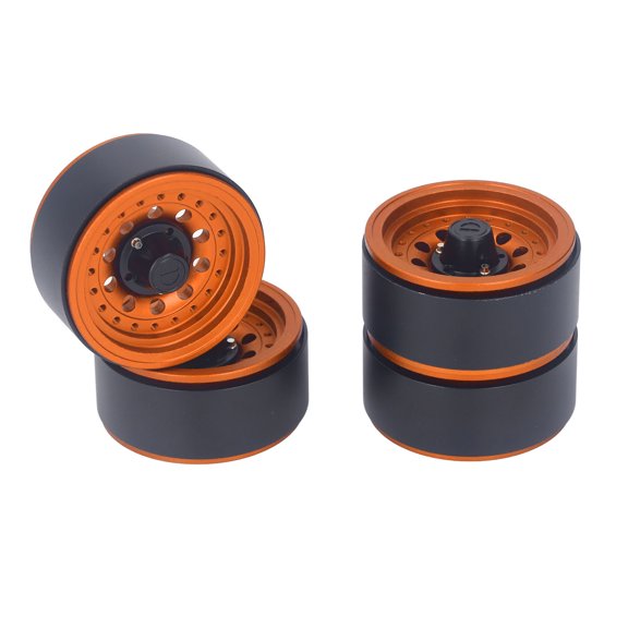 YAHHU 4PCS RC Beadlock Wheel Rim Set 1.9 Inches / 4.8 cm Aluminum Alloy 1/10 RC Car Hub for Axial SCX10 I II III Gold Upgrade Accessories High Performance Durable Crawler Wheels