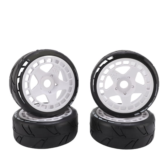 YAHHU 4PCS RC Rally Tires 0.67 inches / 17 mm Rugged Plastic 1/8 RC Car Wheel Tyres for Entertainment White